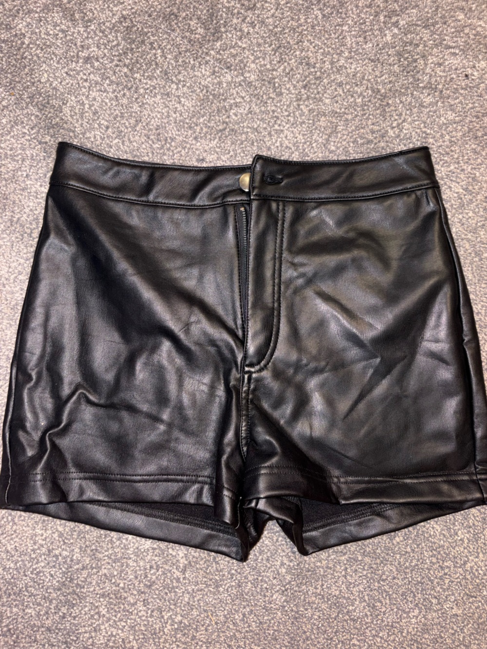 Forever 21 Black Faux Leather High-Waist Shorts